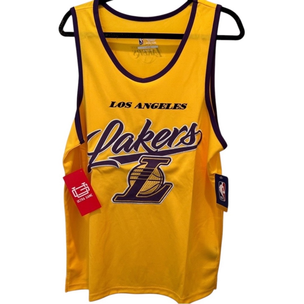 Ultra Game NBA Los Angeles Lakers Mens Jersey Sleeveless Muscle T-Shirt, Yellow